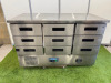 Polar Stainless Steel 9 Drawer Counter Fridge, Model FA441, S/N 21231546. Size H85 x W135 x D70cm.