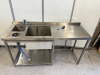 Stainless Steel Double Bowl Sink with Ibergrif Mixer Tap with Pull Out Spray Hose, Pitcher Rinser & 1 x Stainless Steel Insert Trays. Size H85 x W155 x D55cm. NOTE: tap requires repair. - 6