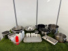 Quantity of Assorted Kitchen Accessories to Inlude:5 x Stainless Bowls, 1 x Colander, 10 x GN Containers, 1 x Tray,1 x Frying Pan, 1 x Sauce Pan, 3 x Stock Pots, 7 x Plastic Sauce Bottles & 22 x Dipping Bowls.