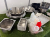 Quantity of Assorted Kitchen Accessories to Inlude:5 x Stainless Bowls, 1 x Colander, 10 x GN Containers, 1 x Tray,1 x Frying Pan, 1 x Sauce Pan, 3 x Stock Pots, 7 x Plastic Sauce Bottles & 22 x Dipping Bowls. - 2