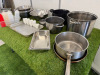 Quantity of Assorted Kitchen Accessories to Inlude:5 x Stainless Bowls, 1 x Colander, 10 x GN Containers, 1 x Tray,1 x Frying Pan, 1 x Sauce Pan, 3 x Stock Pots, 7 x Plastic Sauce Bottles & 22 x Dipping Bowls. - 6