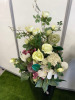2 x Tall Black Plastic Vase with Assorted Faux Flowers. Size Vase H80 x D&iacute;a 37cm & 1 x Ceramic Vase, Size H26cm. - 2
