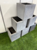 6 x Square Fibre Stone Block Pottery Pots, Size H40 x W40 x D40cm (5 x Grey & 1 x Black). - 2