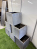 6 x Square Fibre Stone Block Pottery Pots, Size H40 x W40 x D40cm (5 x Grey & 1 x Black). - 3