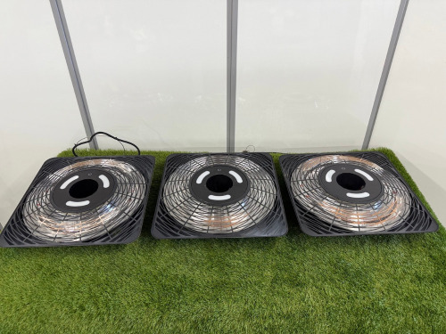 3 x Blumfeldt 2000w Ceiling Hung Electric Patio Heater, Model HHG8 Heatsquare Slim. NOTE: requires plug.