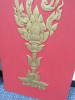 2 x Wood Board Painted Red with Gold Plaster Detail Size H121 x W46cm. - 2