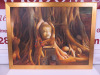 Oriental Scene Artwork with Buddha & Tree in Gold Frame, Size 90 x 116cm.