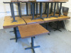 23 x Restaurant/Caf&eacute; Tables with Dark Wood Laminate Top with Black Metal Bases, Size H75 x W75 x D75cm.