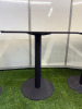11 x Black Square Top Tables with Circular Black Metal Bases. Size H72cm x W59cm x D59cm. - 3