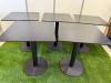 11 x Black Square Top Tables with Circular Black Metal Bases. Size H72cm x W59cm x D59cm. - 4
