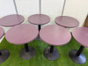 7 x Purple Circular Top Tables with Circular Black Metal Bases. Size H70cm x Diameter 60cm. - 2