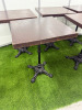 10 x Dark Brown Polished Wooden Square Table Tops with Black Crossed Design Bases. Size H74cm, W55cm & D55cm. - 2
