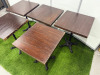 10 x Dark Brown Polished Wooden Square Table Tops with Black Crossed Design Bases. Size H74cm, W55cm & D55cm. - 4