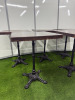 10 x Dark Brown Polished Wooden Square Table Tops with Black Crossed Design Bases. Size H74cm, W55cm & D55cm. - 6