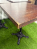 10 x Dark Brown Polished Wooden Square Table Tops with Black Crossed Design Bases. Size H74cm, W55cm & D55cm. - 7
