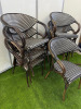 44 x Black and White Woven Bamboo Metal Framed Lounge Chairs with Brown Wood Effect Finish on Arms and Legs. Size H82cm & W56cm. - 2