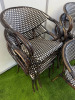44 x Black and White Woven Bamboo Metal Framed Lounge Chairs with Brown Wood Effect Finish on Arms and Legs. Size H82cm & W56cm. - 3