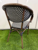 44 x Black and White Woven Bamboo Metal Framed Lounge Chairs with Brown Wood Effect Finish on Arms and Legs. Size H82cm & W56cm. - 6