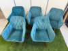 8 x Blue Velour Dining Chairs with Gold Metal Legs. Size H80 x W65cm. NOTE: Condition as Viewed. - 2