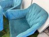 8 x Blue Velour Dining Chairs with Gold Metal Legs. Size H80 x W65cm. NOTE: Condition as Viewed. - 4