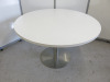13 x Assorted Sized Round Restaurant/Caf&eacute; White Melamine Top Tables with Round Metal Bases to Include: 11 x Round, Size H75 x Diameter 90cm & 2 x Round, Size H75 x Diameter 120cm. - 5