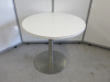 13 x Assorted Sized Round Restaurant/Caf&eacute; White Melamine Top Tables with Round Metal Bases to Include: 11 x Round, Size H75 x Diameter 90cm & 2 x Round, Size H75 x Diameter 120cm. - 8