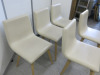 14 x Dining Chairs Upholstered in Cream Faux Leather On Wooden Frame Legs. - 2
