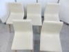 14 x Dining Chairs Upholstered in Cream Faux Leather On Wooden Frame Legs. - 4