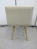 14 x Dining Chairs Upholstered in Cream Faux Leather On Wooden Frame Legs. - 5
