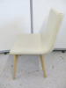 14 x Dining Chairs Upholstered in Cream Faux Leather On Wooden Frame Legs. - 6