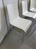 45 x Andi White Stacking Veneered One Piece Seat with Curved Backrest on Chrome Legs. - 2