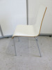 45 x Andi White Stacking Veneered One Piece Seat with Curved Backrest on Chrome Legs. - 4