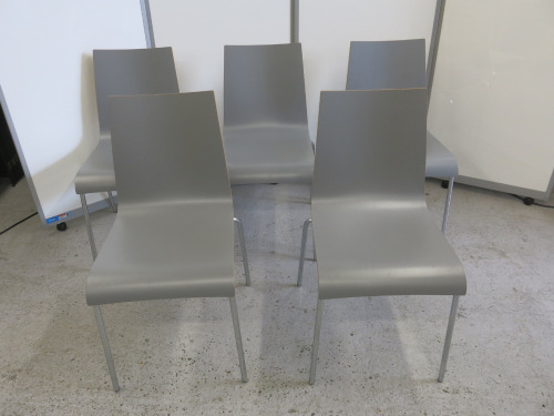 43 x Andi Grey Stacking Veneered One Piece Seat with Curved Backrest on Chrome Legs.