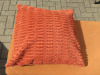 Pair of Benches Upholstered in Orange Quilted Fabric with Black Wooden Legs, Size H48 x W140 x D42cm. Comes with 4 x Orange Cushions. - 4