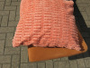 Pair of Benches Upholstered in Orange Quilted Fabric with Black Wooden Legs, Size H48 x W140 x D42cm. Comes with 4 x Orange Cushions. - 8
