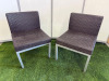 2 x Grey Bamboo Woven Garden Chairs on Metal Frame. Size H76cm, W54cm & D60cm.