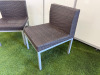 2 x Grey Bamboo Woven Garden Chairs on Metal Frame. Size H76cm, W54cm & D60cm. - 3