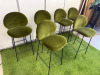 6 x SABA Ola Italian Made Green Velvet Upholstered Bar Stool on Black Metal Base. Size 76cm. NOTE: 2 x appear bleach stain (As Viewed/Pictured). - 2