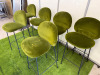 6 x SABA Ola Italian Made Green Velvet Upholstered Bar Stool on Black Metal Base. Size 76cm. NOTE: 2 x appear bleach stain (As Viewed/Pictured). - 3