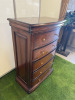 Large Dark Stained Wood 5 Drawer Chest of Drawers with Gold Knobs. Size H134, W90cm & D50cm. - 2