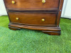 Large Dark Stained Wood 5 Drawer Chest of Drawers with Gold Knobs. Size H134, W90cm & D50cm. - 4