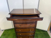 Large Dark Stained Wood 5 Drawer Chest of Drawers with Gold Knobs. Size H134, W90cm & D50cm. - 5