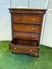 Large Dark Stained Wood 5 Drawer Chest of Drawers with Gold Knobs. Size H134, W90cm & D50cm. - 7