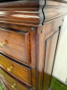 Large Dark Stained Wood 5 Drawer Chest of Drawers with Gold Knobs. Size H134, W90cm & D50cm. - 8