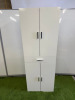 4 Door 1 Drawer Cupboard in White with Silver Handles. Size H170 x W60 x D30cm.