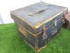 1 x W.Houghton Steamer Trunk, Size H30 x W46 x D39cm & 1 x Brown Leather Suit Case, Size H13 x W40 x D30cm. NOTE: condition (As Viewed/Pictured). - 2