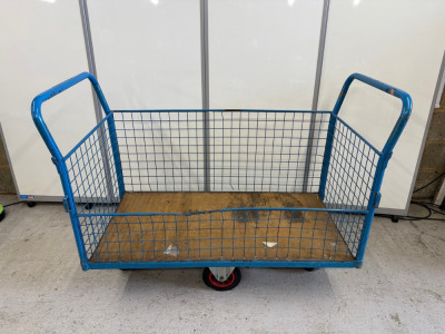 Mobile Mesh Sided Trolley. Size H52 x W120 x D60cm. NOTE: No VAT on lot.