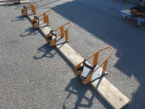 4 x Motorbike Stands on Scaffold Board.
