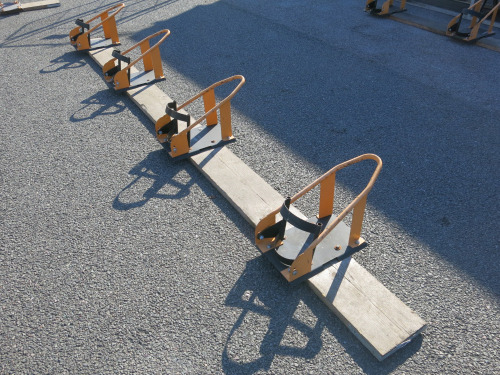 4 x Motorbike Stands on Scaffold Board.