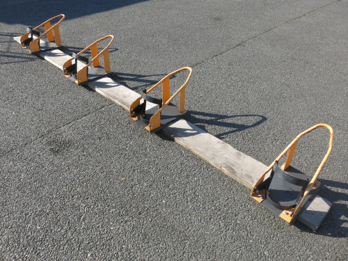 4 x Motorbike Stands on Scaffold Board.